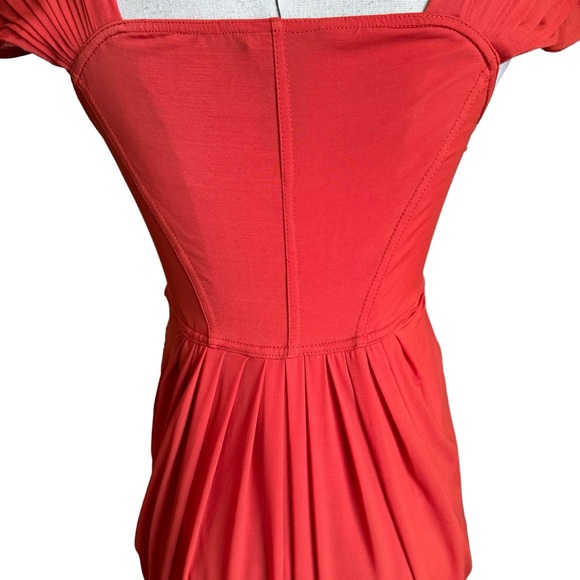 Vintage 90s Y2K Donna Karan Orange Pleated Draped Dress sz Small Made in Italy - Picture 11 of 15